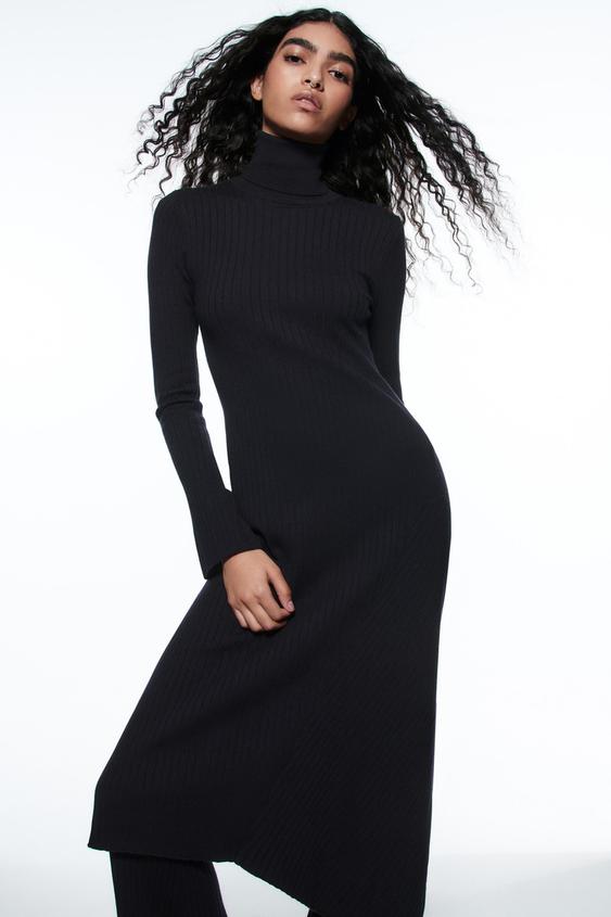 VESTIDO PUNTO ASIMÉTRICO - Visón | ZARA España