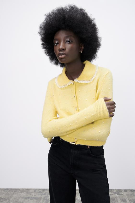 Chaqueta punto amarilla zara