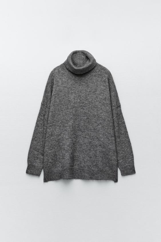 JERSEY OVERSIZE CUELLO SUBIDO LANA ALPACA - Gris vigoré | ZARA Chile