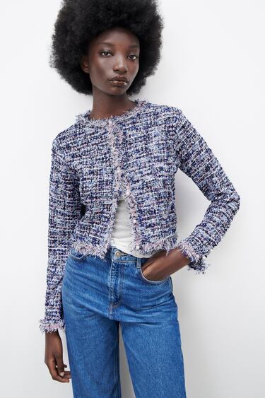 TEXTURED WEAVE CARDIGAN WITH FRAYED DETAIL