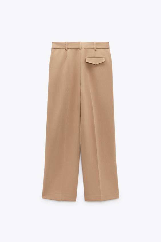 MASCULINE WIDE-LEG TROUSERS - camel 