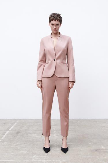 Pantalón Elástico Recto Mujer – Zara en Rosa Palo de Segunda Mano - Ropasion