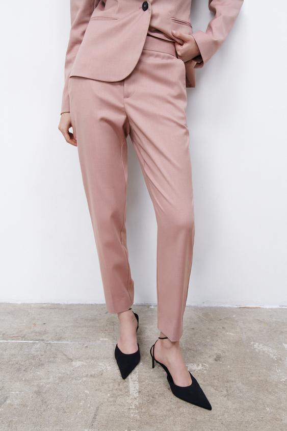 FLECKED SKINNY TROUSERS - Dusty pink 