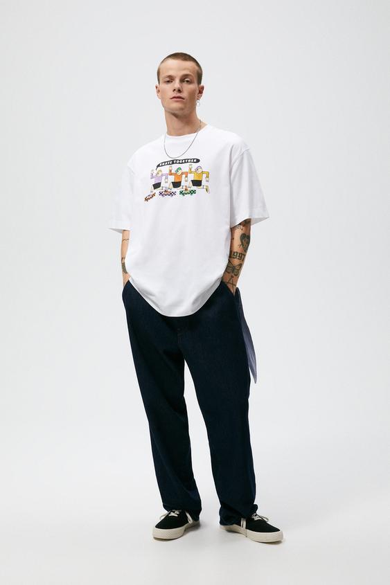 SKATER PRINT T-SHIRT - White | ZARA 