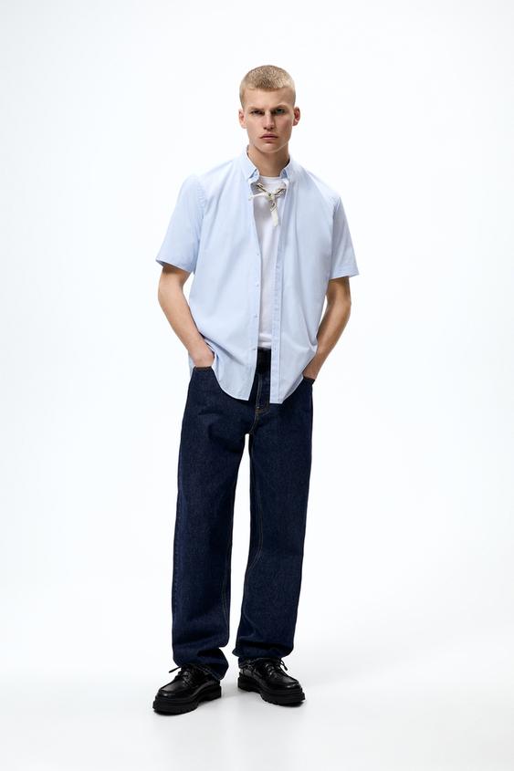 STRIPED SHIRT - Sky blue | ZARA Australia