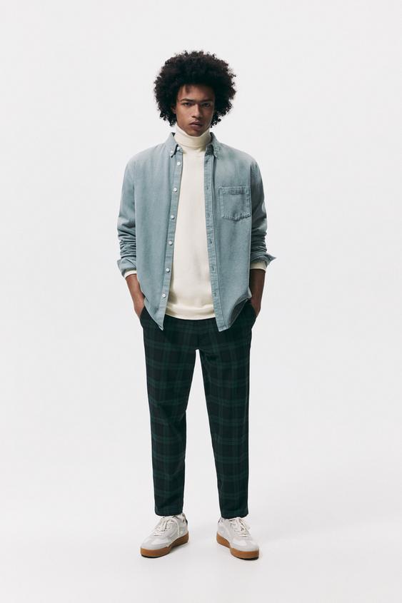 CHECK TROUSERS - Green | ZARA Australia