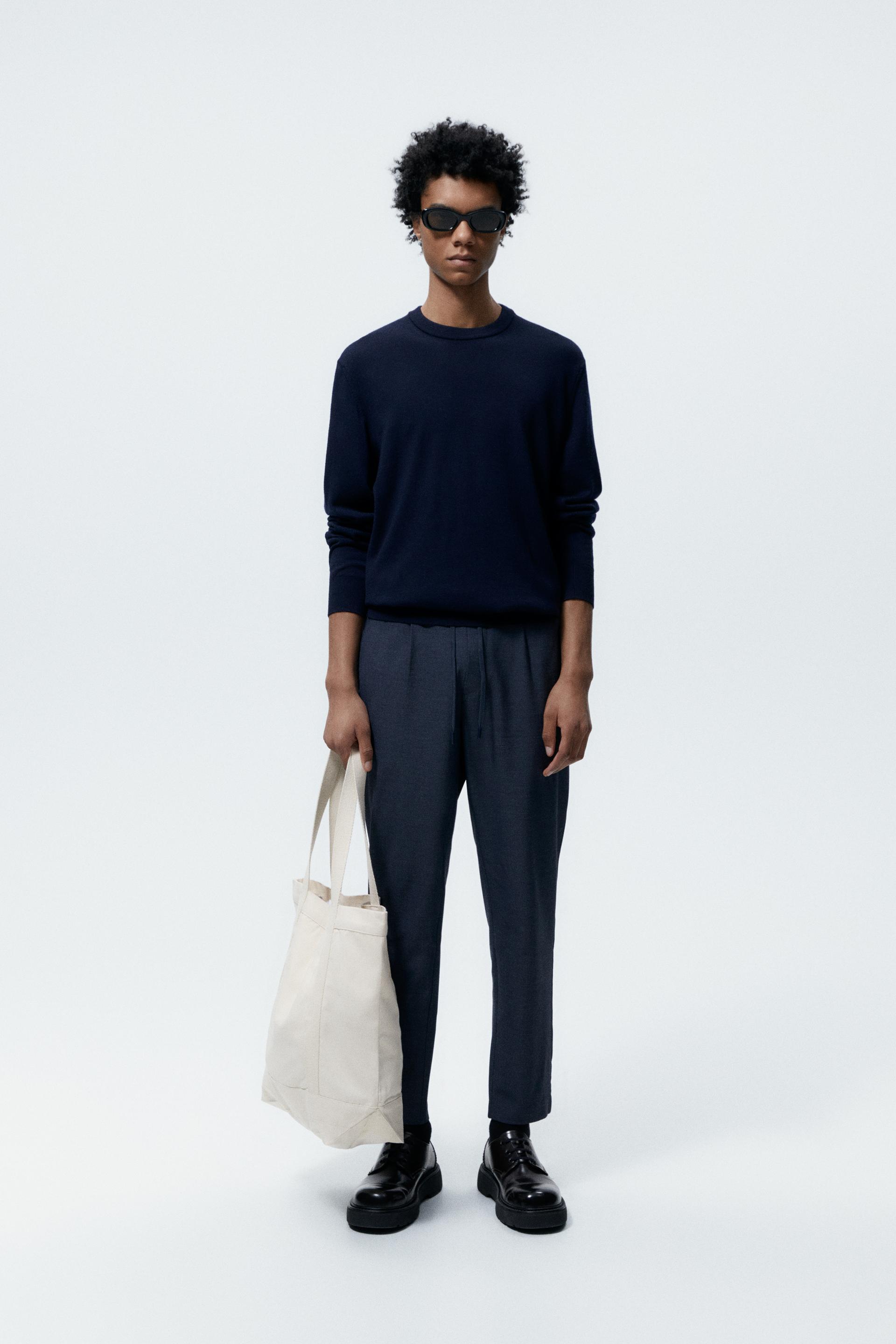 PLEATED JOGGER WAIST TROUSERS - Indigo 