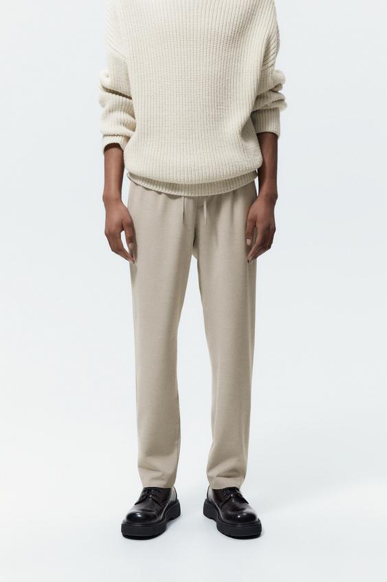 CALÇA DE CINTURA JOGGER COM PREGAS - Cinza-médio | ZARA Brasil