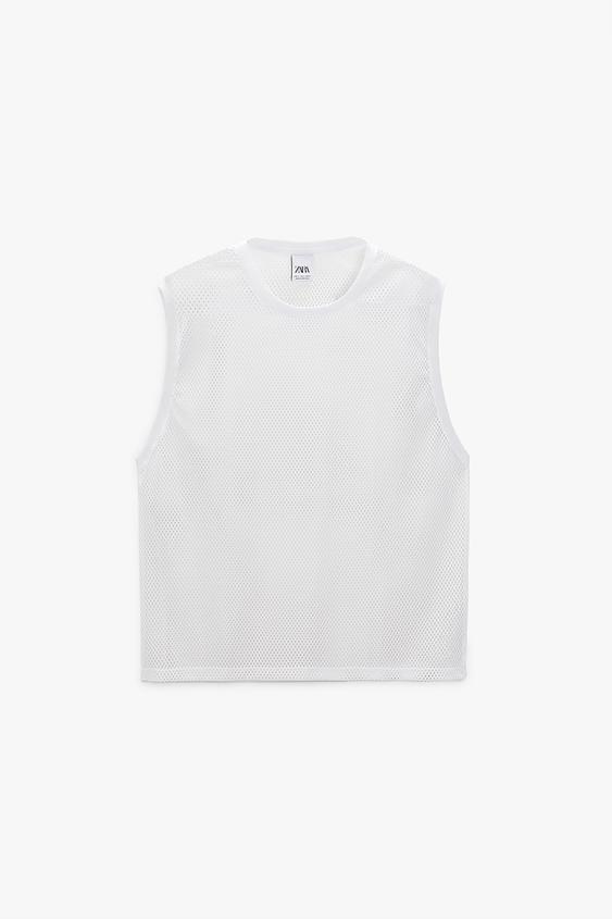 MESH TEXTURE T-SHIRT - White | ZARA 