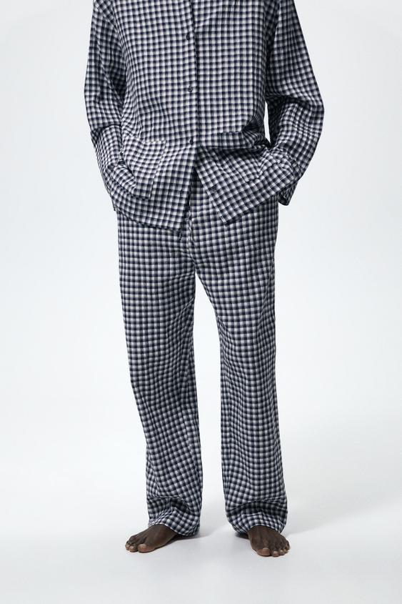 PANTALÓN PIJAMA CUADROS - Marino | ZARA Chile