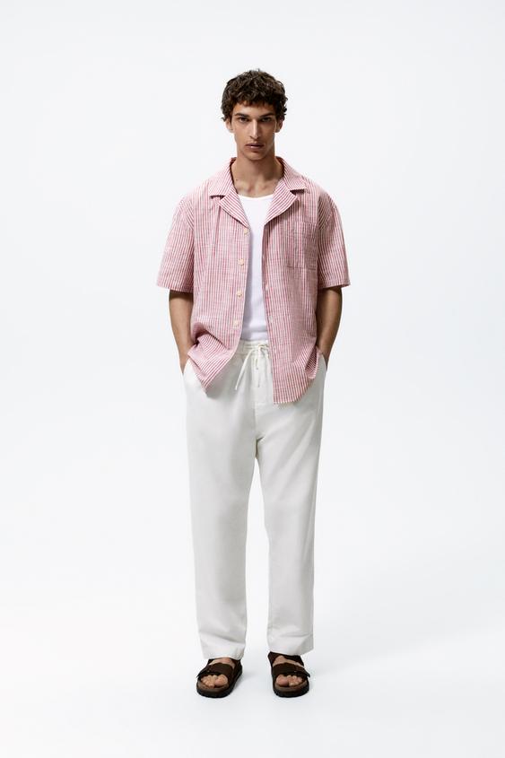 zara striped short sleeve shirt