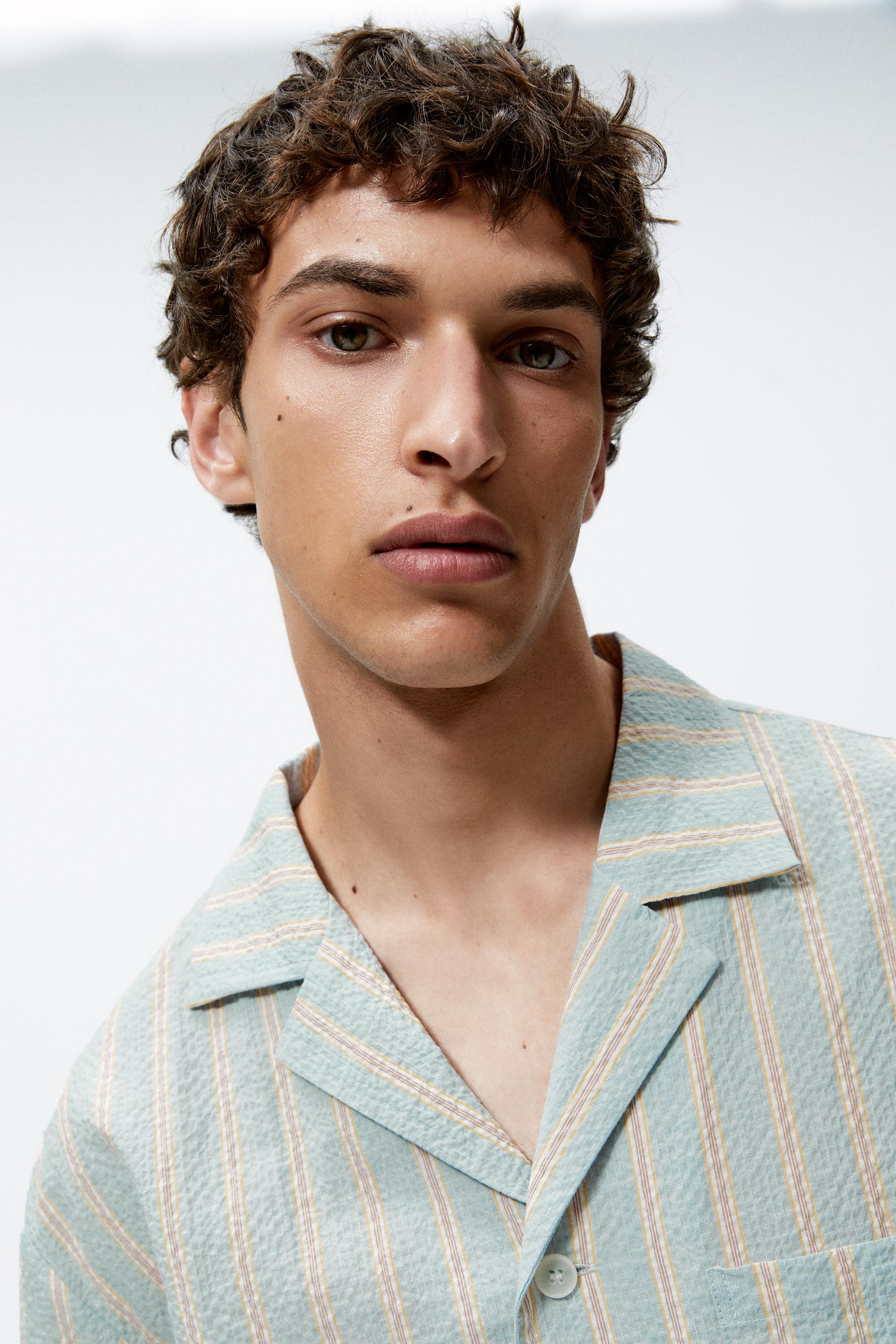 STRIPED PYJAMA SHIRT - Sky blue | ZARA 