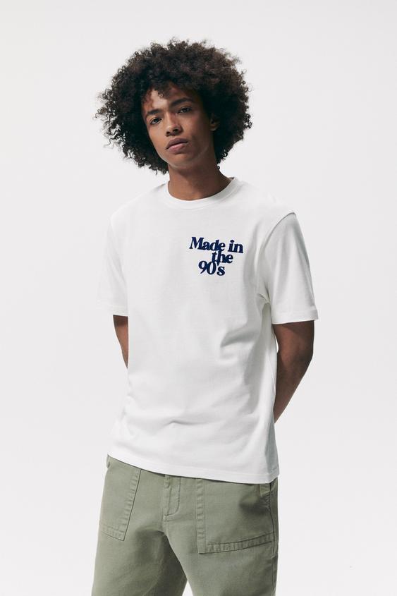 T-SHIRT WITH SLOGAN PRINT - White 