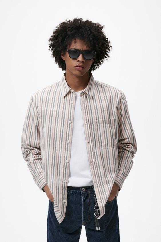 zara striped short sleeve shirt