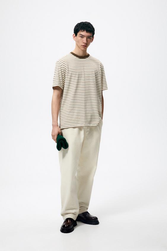 zara striped short sleeve shirt