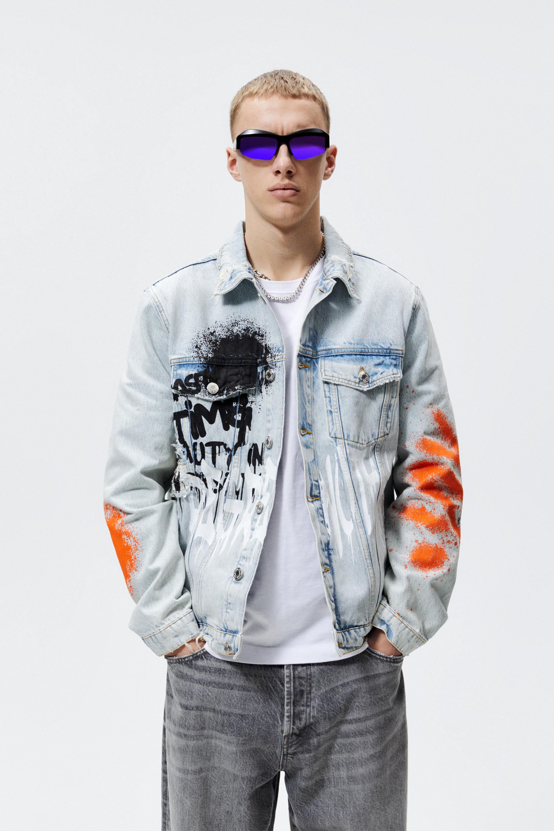 GRAFFITI DENIM JACKET - Light blue 