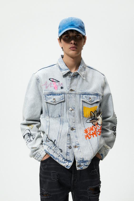 DENIM JACKET WITH CONTRAST EMBROIDERY 