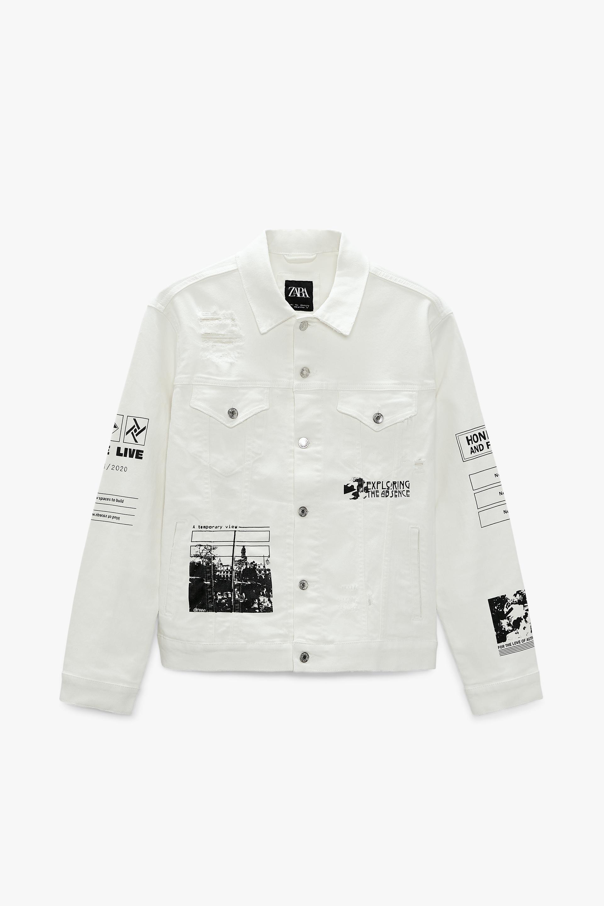 PRINTED DENIM JACKET - White | ZARA 