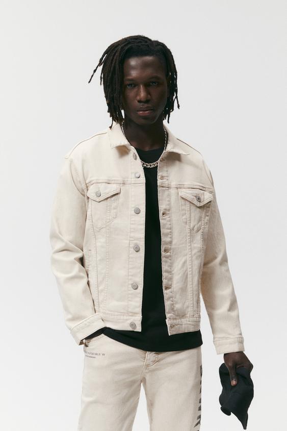 PRINTED DENIM JACKET - Beige | ZARA 