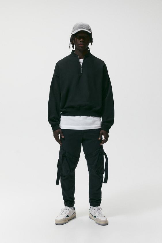 CARGO TROUSERS WITH STRAPS - Black 