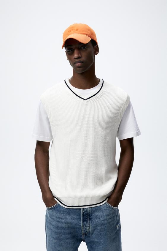 CHALECO PUNTO CONTRASTE - Blanco roto | ZARA Chile
