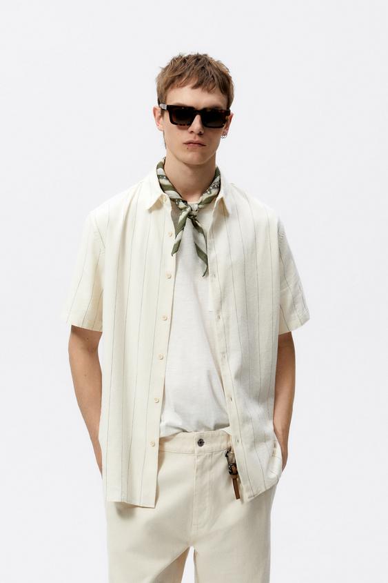 zara striped short sleeve shirt