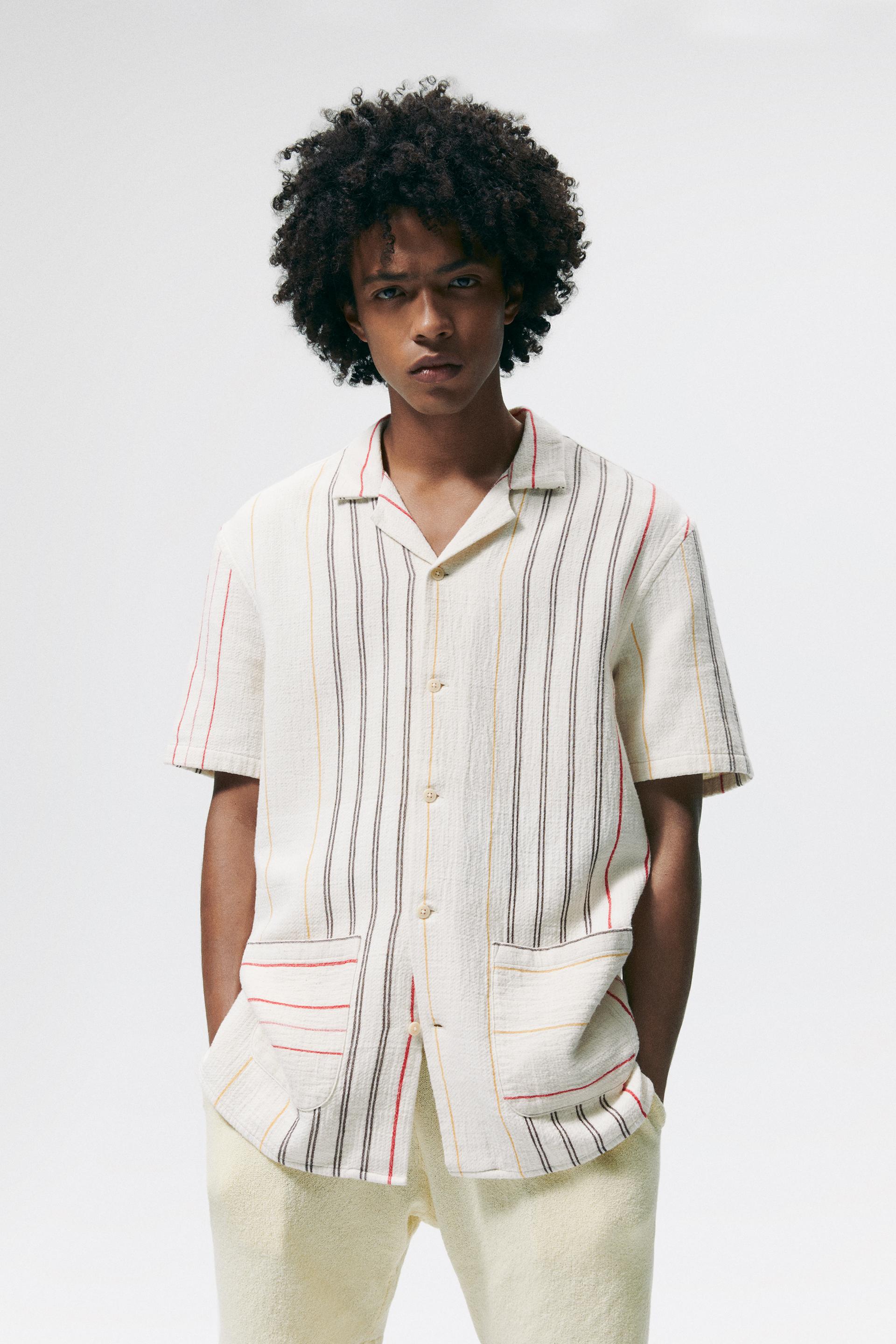 zara striped short sleeve shirt