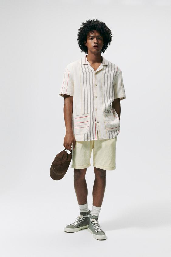 zara striped short sleeve shirt