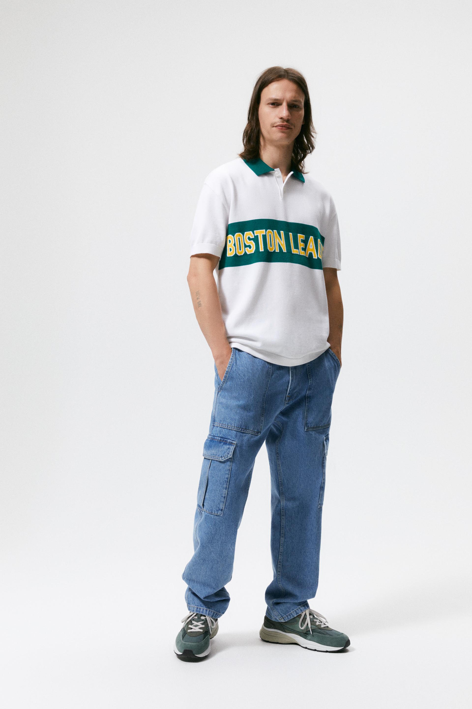 COLOUR BLOCK KNIT POLO WITH SLOGAN - White | ZARA Australia