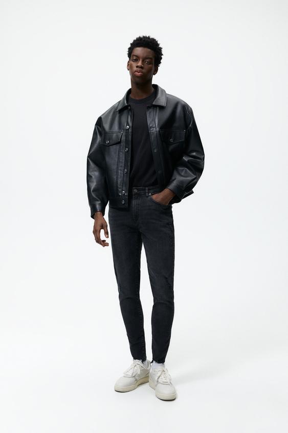 RIPPED SKINNY JEANS - Charcoal | ZARA 