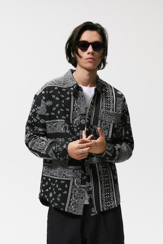 BANDANA JACQUARD OVERSHIRT - Black 