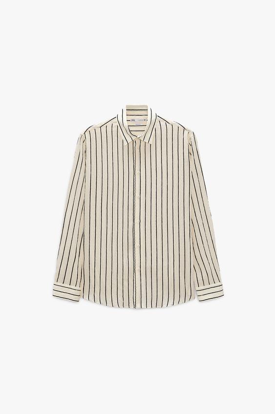 STRIPED SHIRT - Oyster White | ZARA 