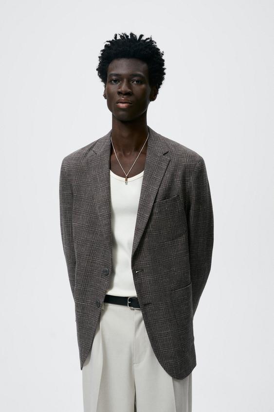 BLAZER ESTRUCTURA CUADROS - Tabaco | ZARA Chile