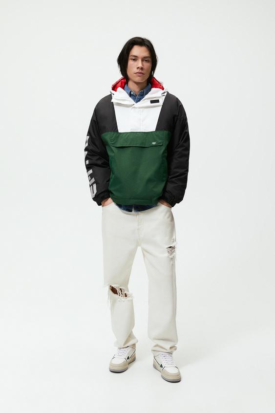 PARKA CANGURO COLOR BLOCK - Verde | ZARA Chile
