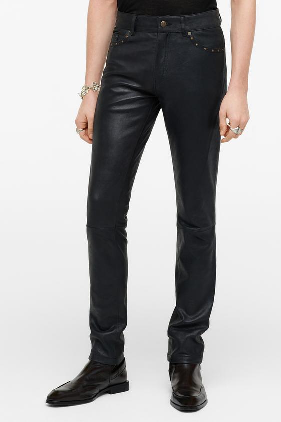 STUDDED LEATHER TROUSERS - LIMITED 