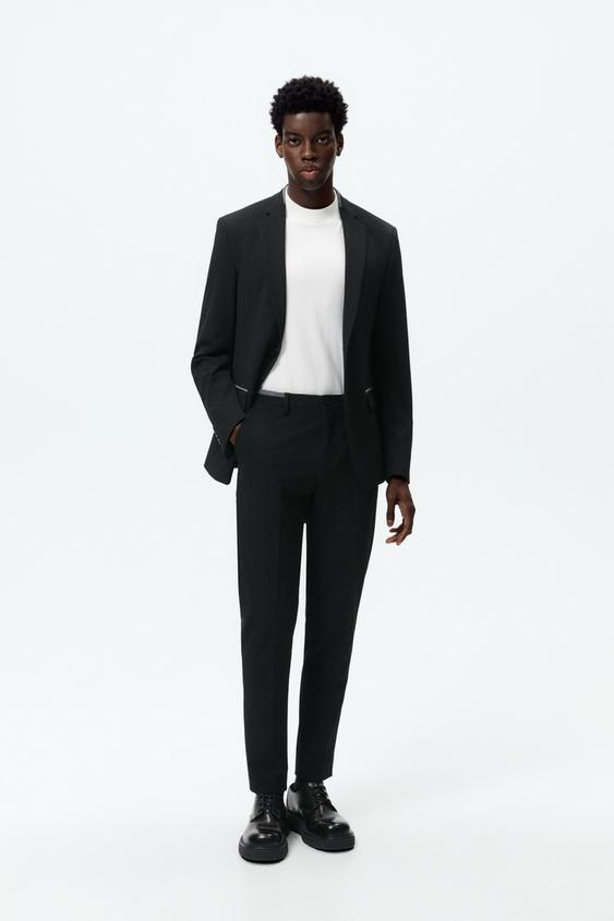 SLIM FIT CONTRAST TROUSERS - Black 