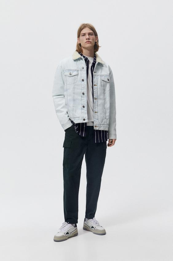 DENIM JACKET WITH FAUX SHEARLING 