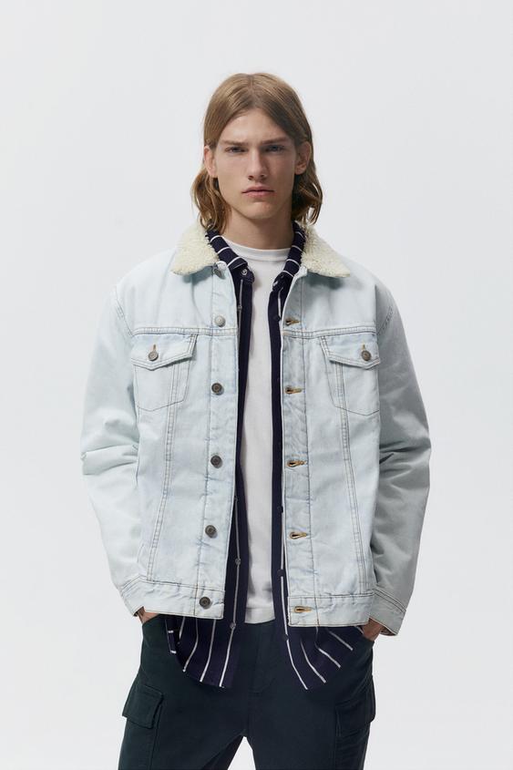 DENIM JACKET WITH FAUX SHEARLING 