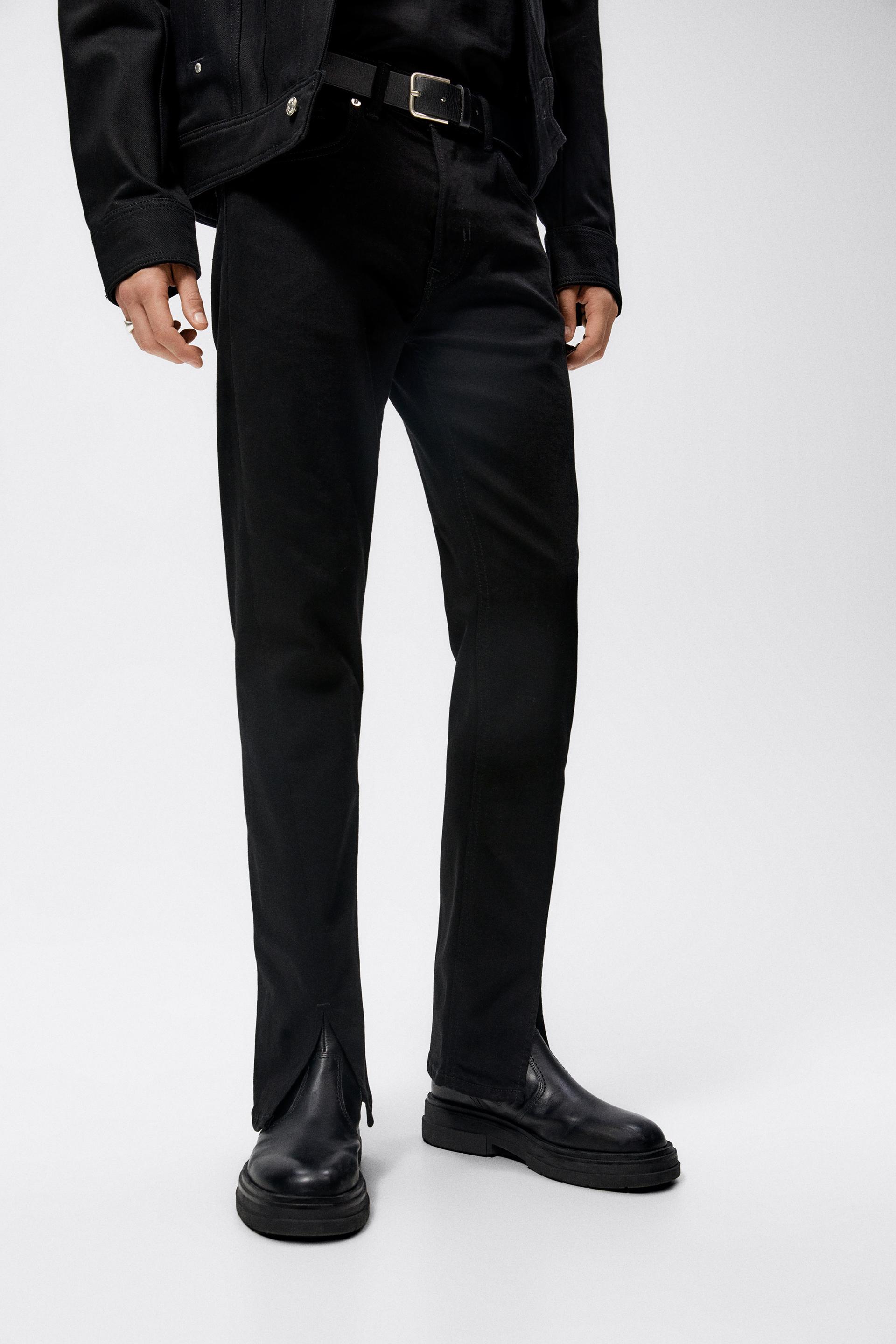 SKINNY JEANS WITH SPLIT HEMS - Black 
