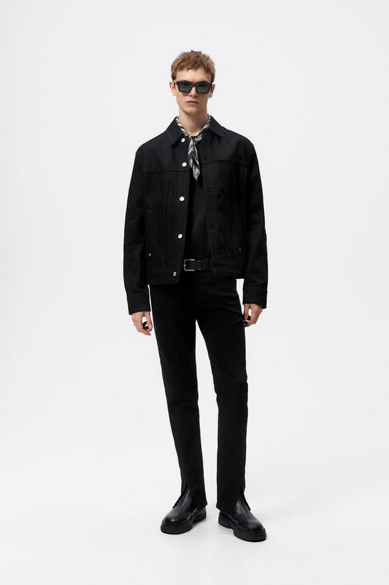 SKINNY JEANS WITH SPLIT HEMS - Black 