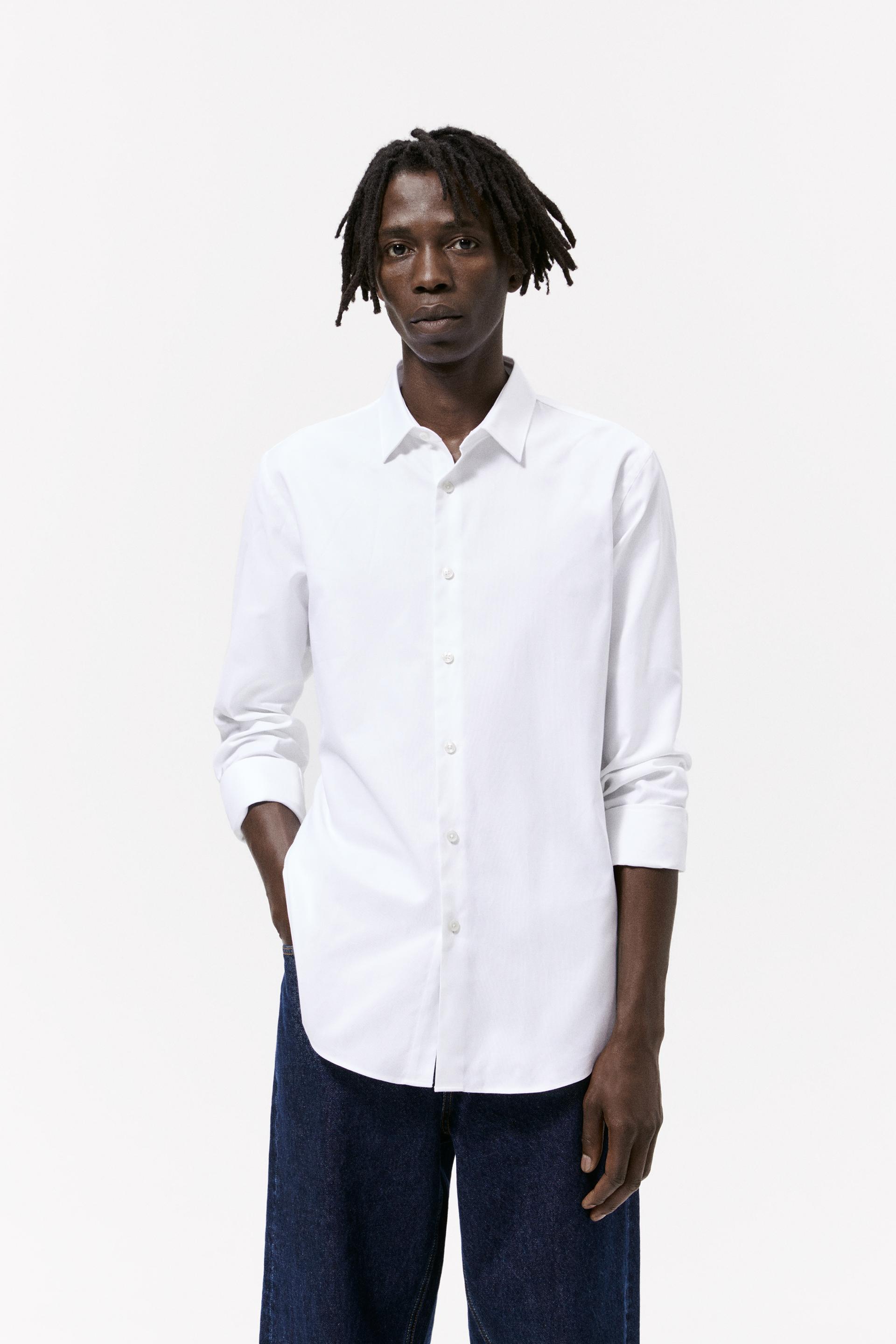 SLIM FIT COTTON SHIRT - White | ZARA 