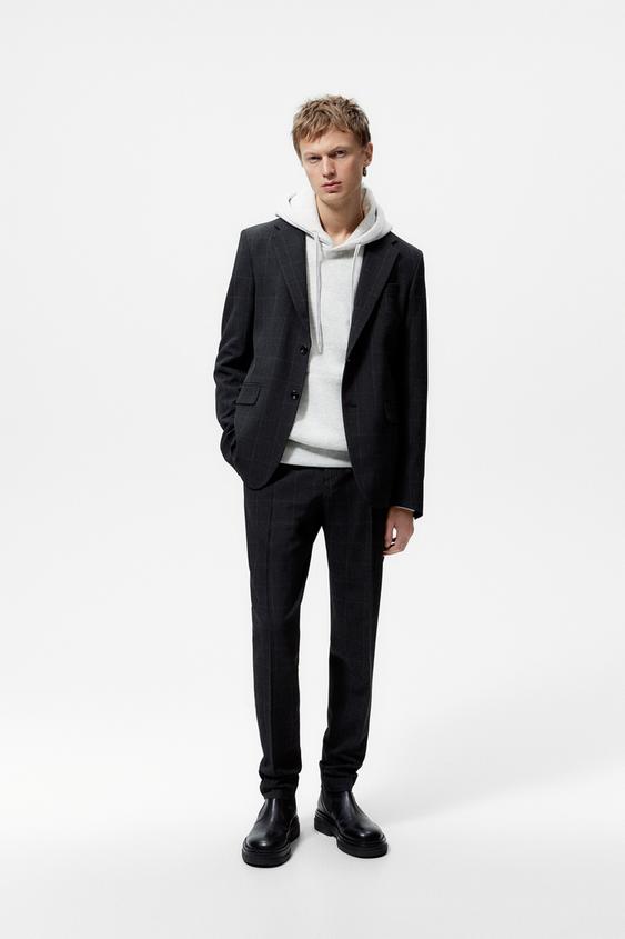 CHECK SUIT TROUSERS - Anthracite Grey 
