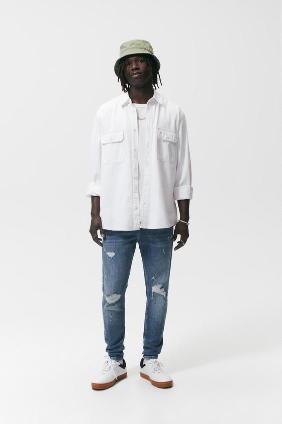 JEANS SKINNY ROTOS - Azul | ZARA Chile