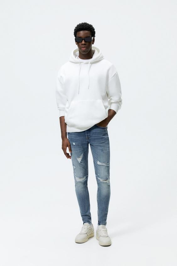 RIPPED SKINNY JEANS - Mid-blue | ZARA Australia