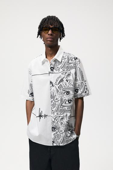 zara striped short sleeve shirt