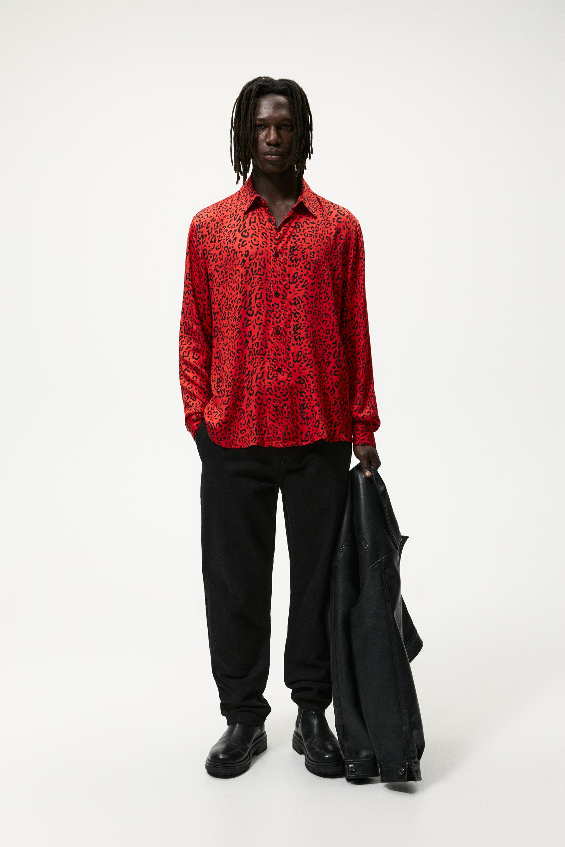 ANIMAL PRINT SHIRT - Red / Black | ZARA 