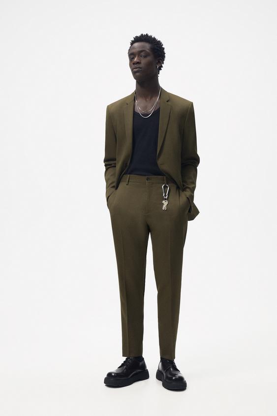 SLIM FIT TROUSERS - Khaki | ZARA Australia