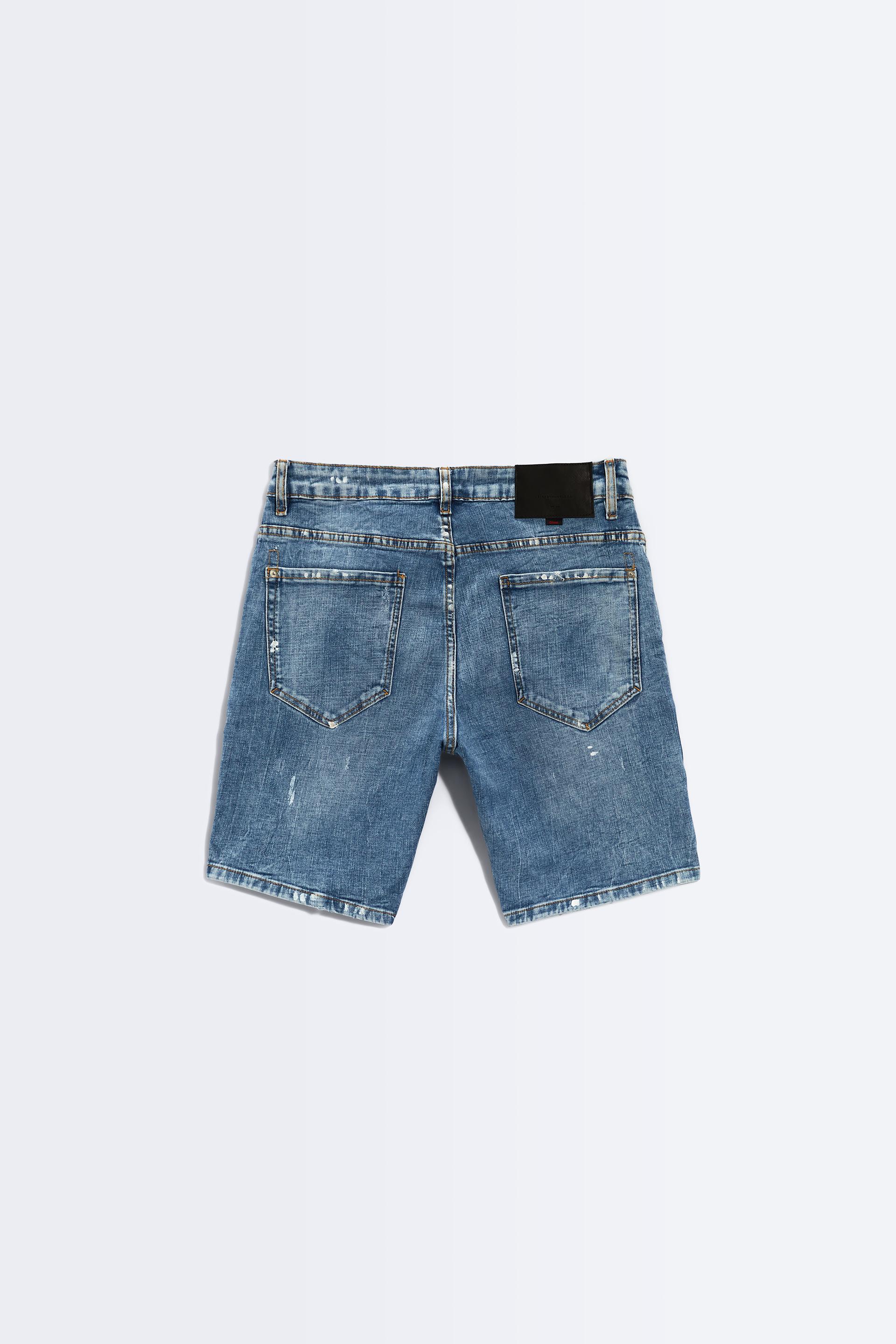 RIPPED DENIM BERMUDA SHORTS WITH PAINT SPLATTER - Aquamarine | ZARA  Australia