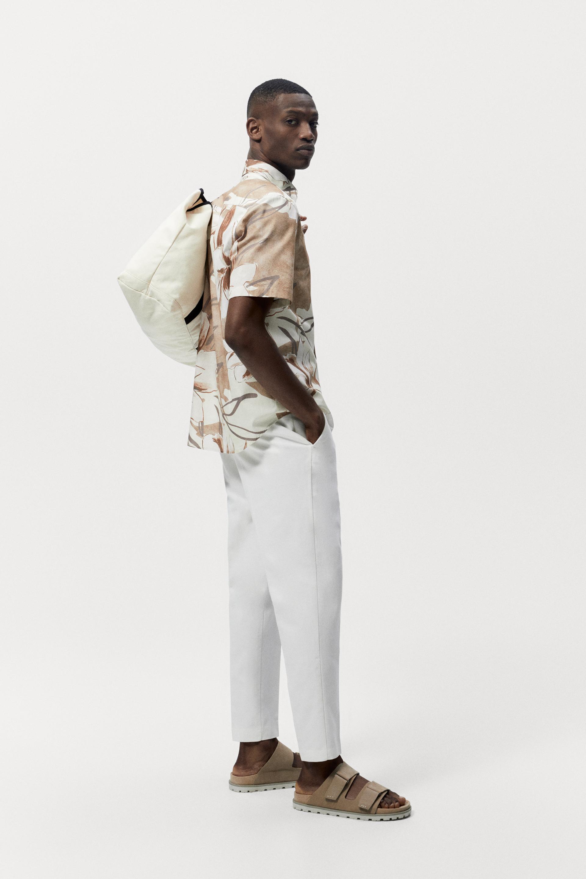 TEXTURED COTTON - LINEN TROUSERS 