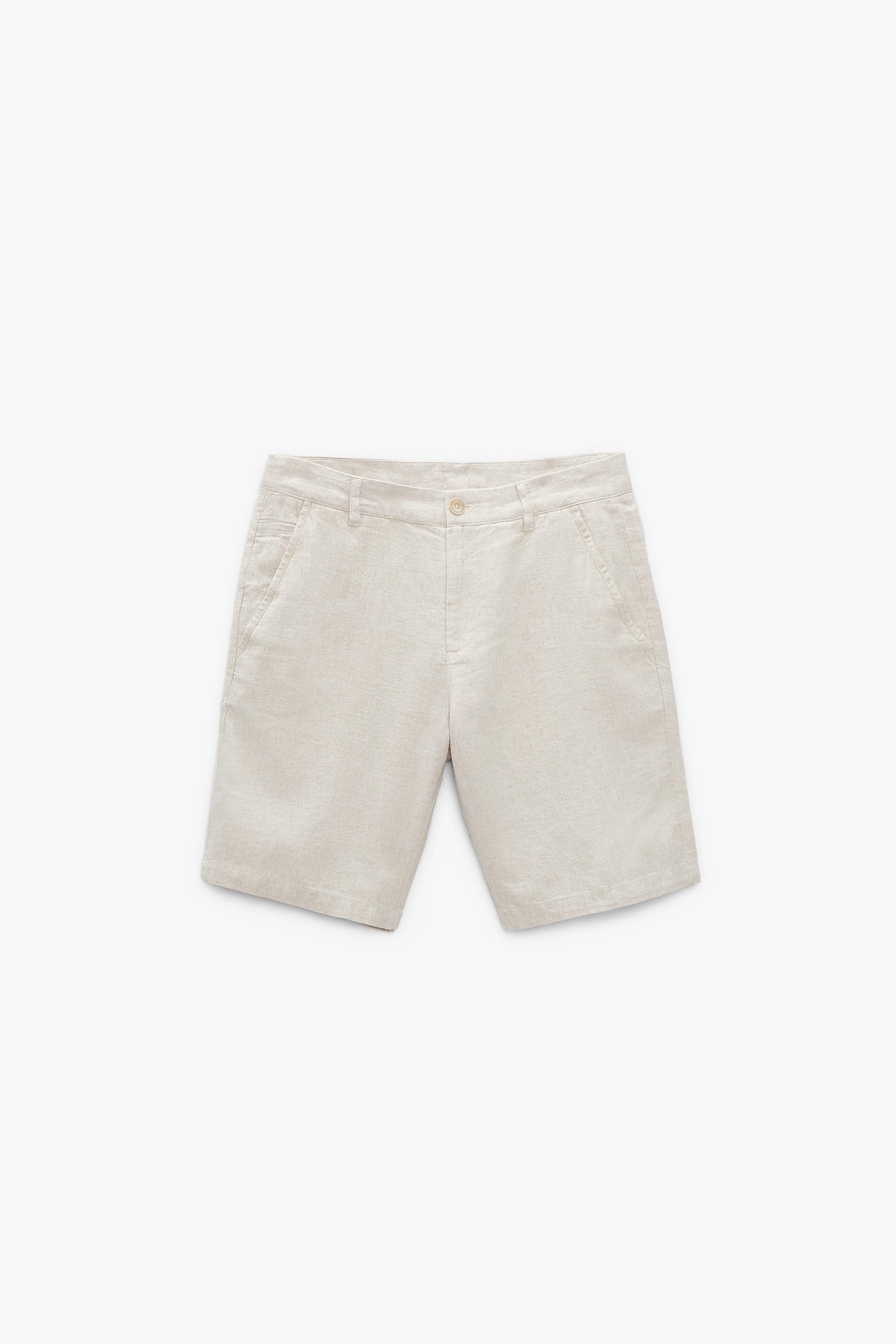 LINEN - COTTON BERMUDA SHORTS - Navy 